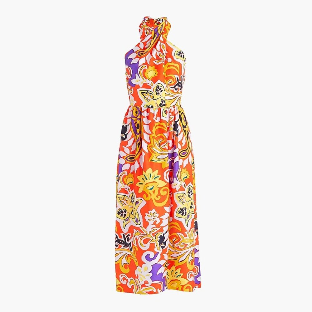 J.Crew Silk maxi sarong dress in painted paisley